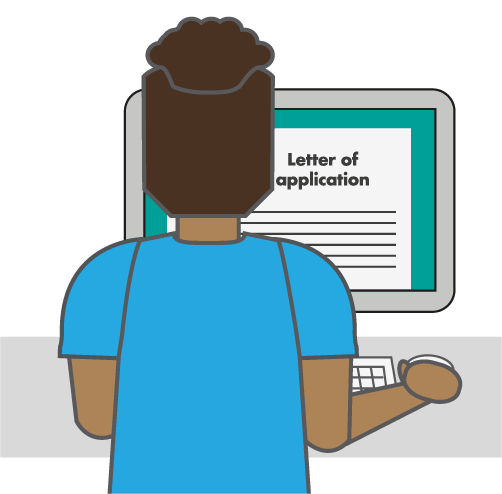 Writing letter of application on computer